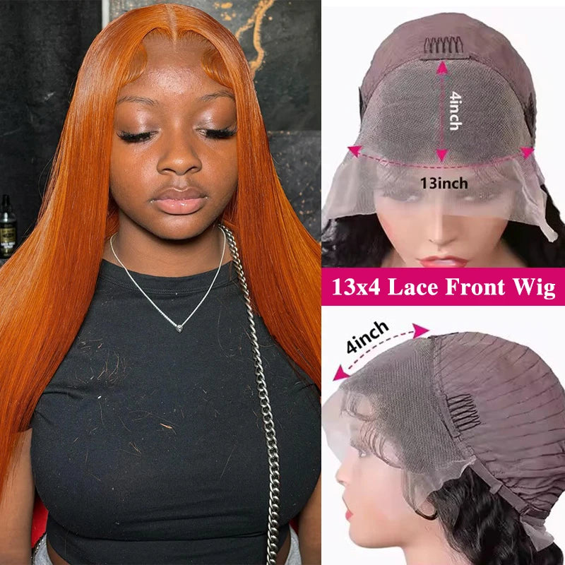 Orange Ginger Straight Lace Wig