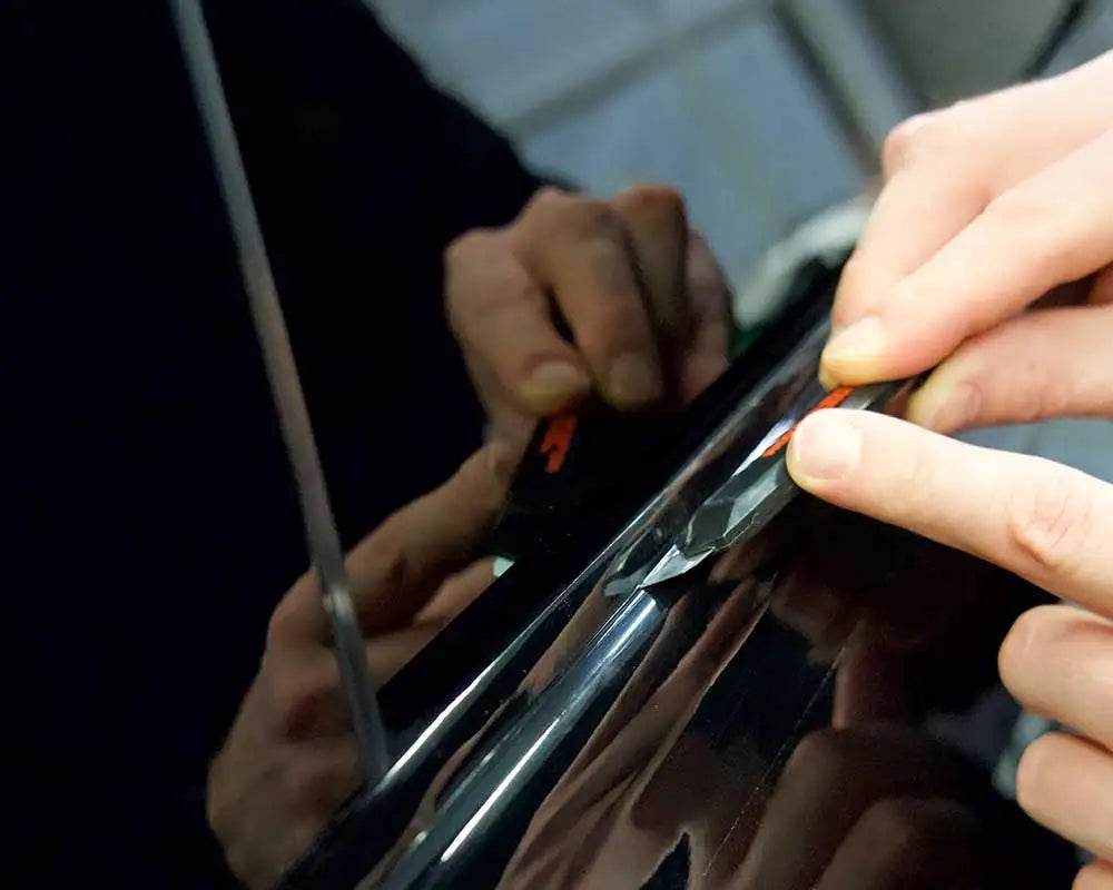 Glossy Black Vinyl Wrap Stripes