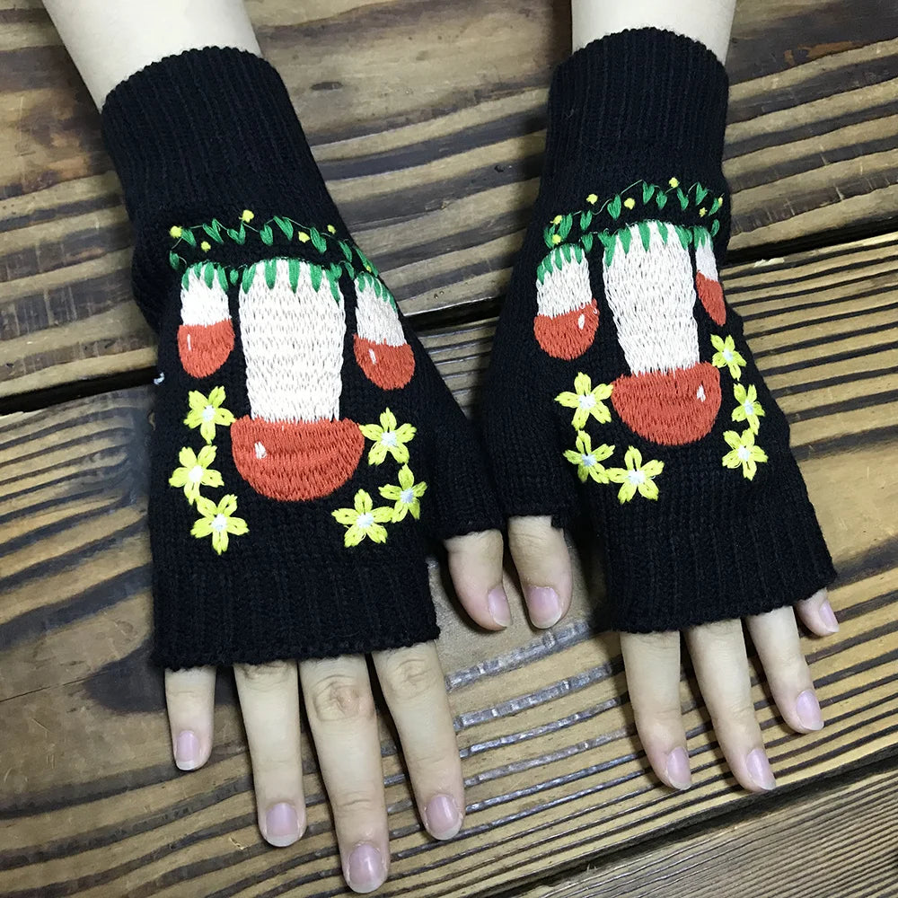 Women’s Knitted Mushroom Gloves