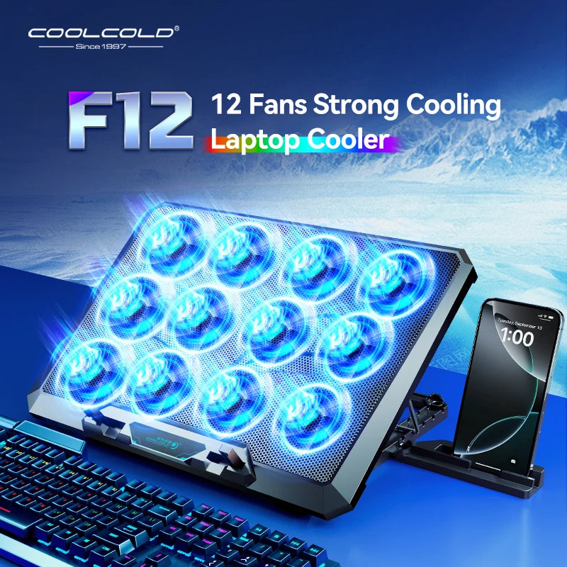 COOLCOLD Laptop Cooling Pad 12 Fans