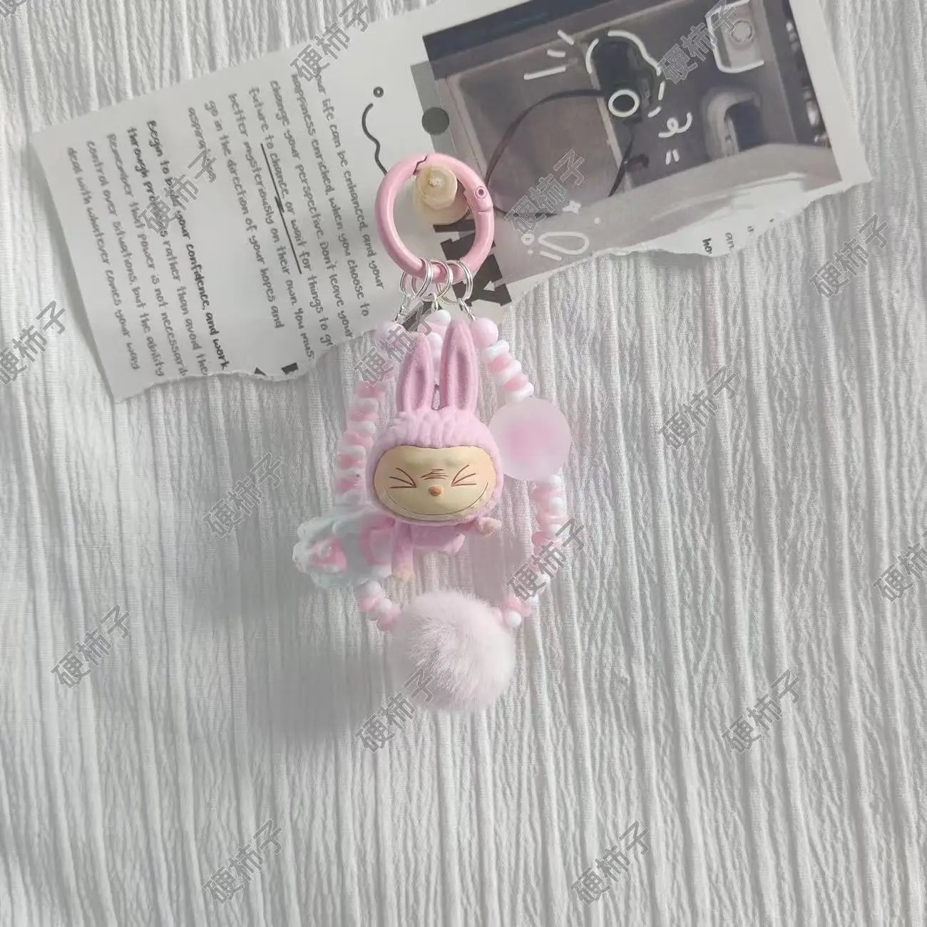 Labubu Yoga Mini Flocking Keychain Pendant