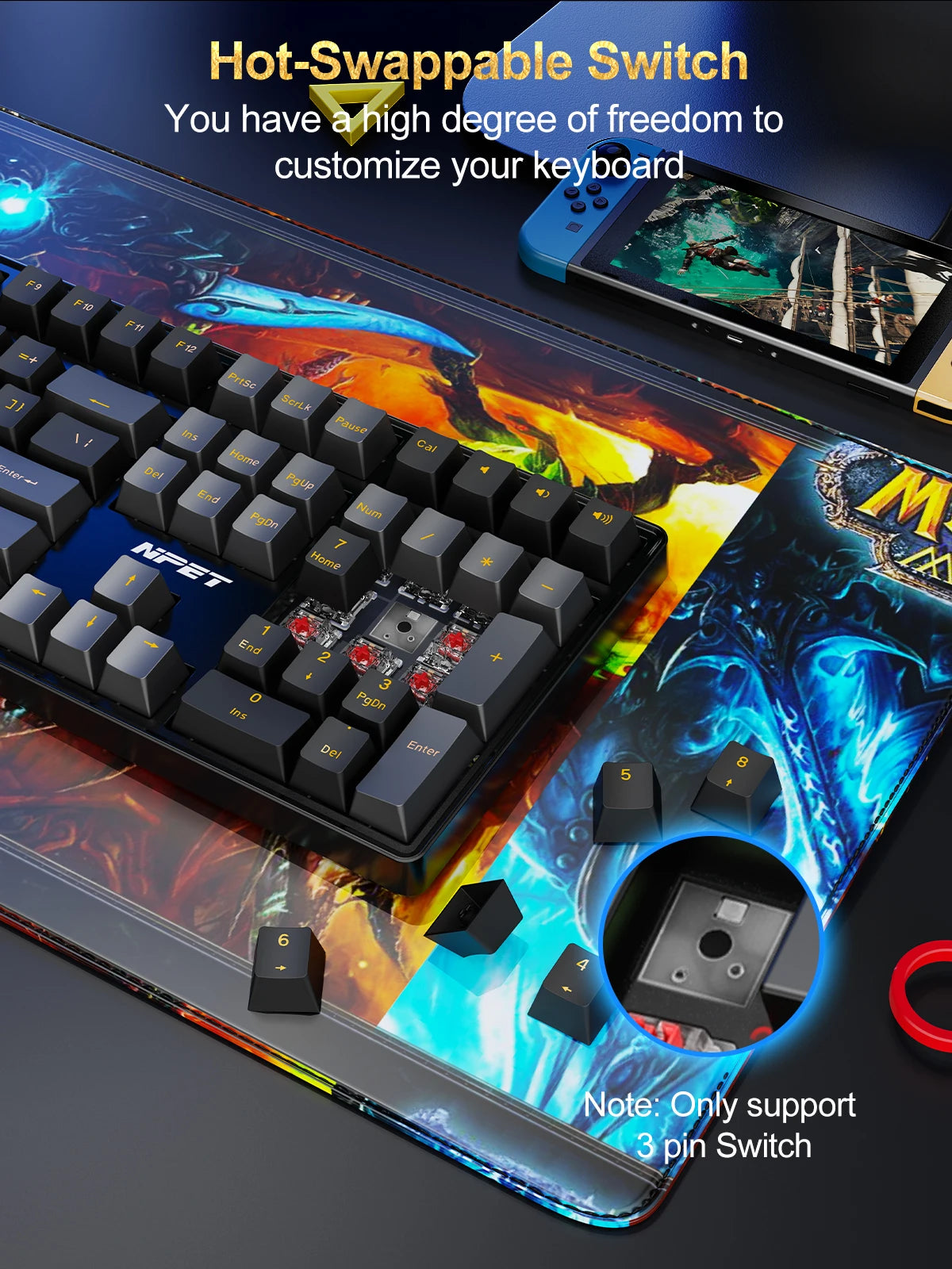 NPET 87 Keys RGB Mechanical Keyboard