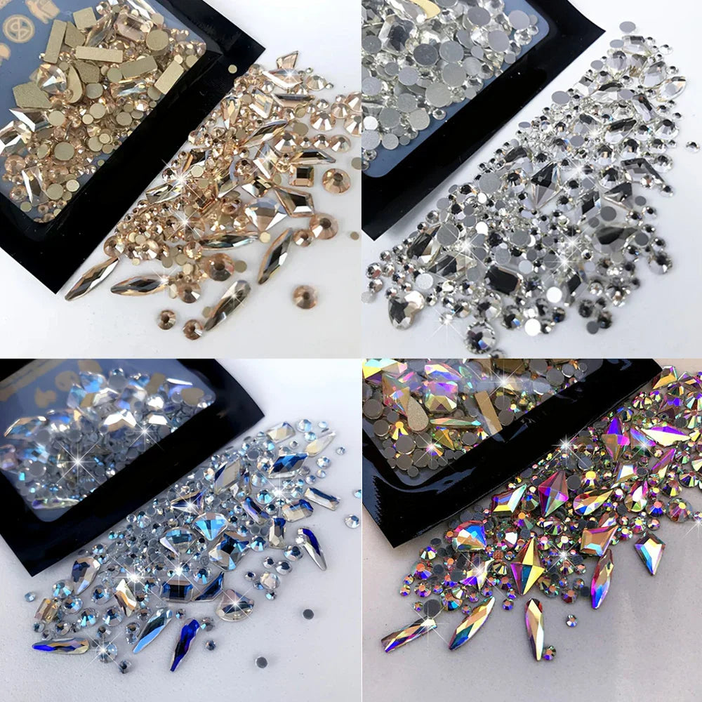 Y2K Glass Rhinestone Nail Set