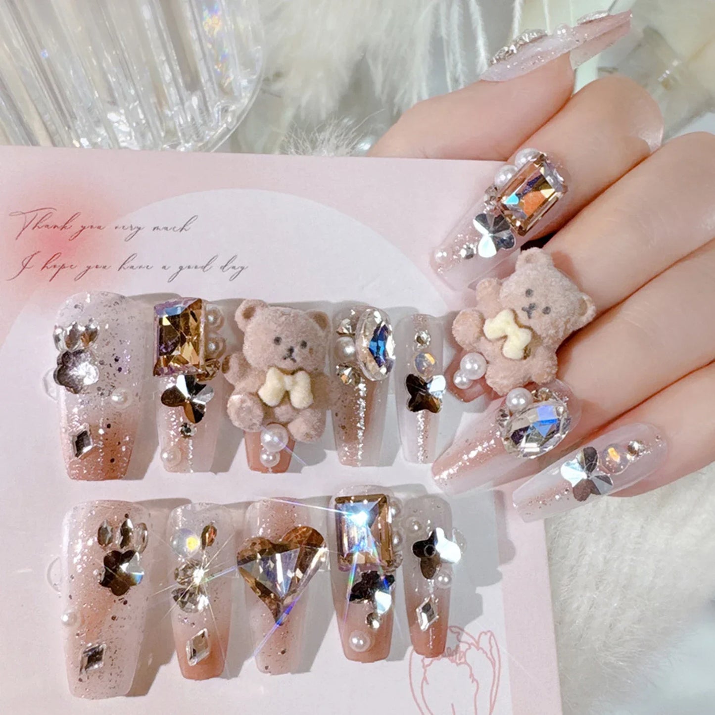 24Pcs Cute Bow Press-On Nails