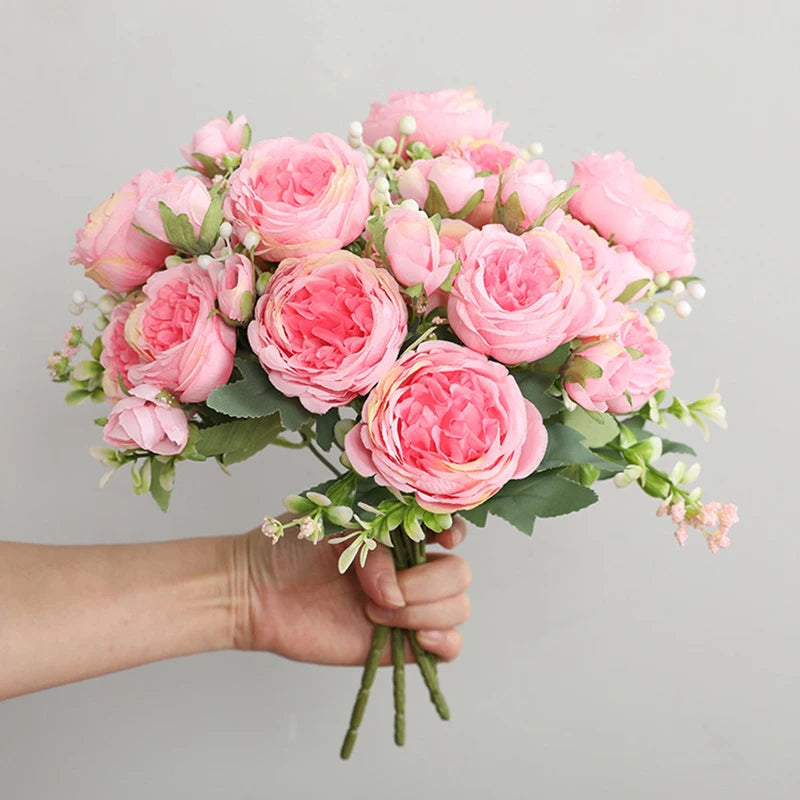 Rose Pink Silk Peony Bouquet