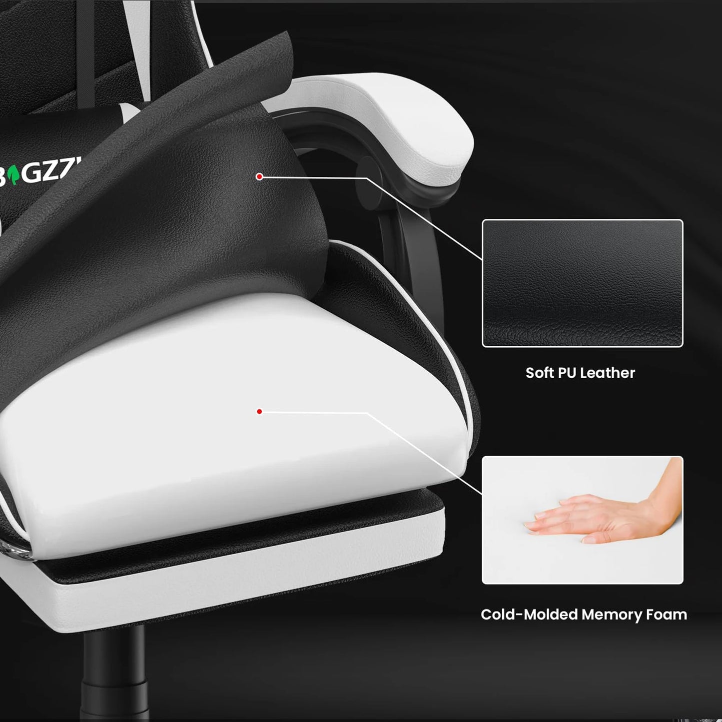 bigzzia Ergonomic Gaming Chair with Footrest