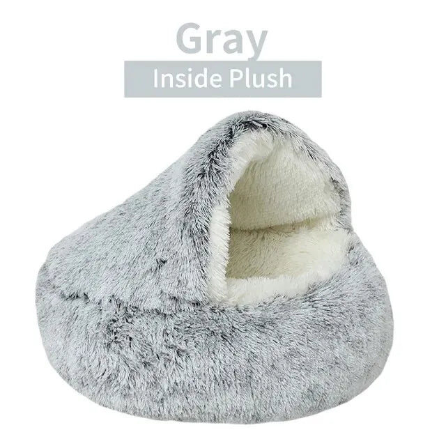 Cozy Plush Hooded Pet Bed