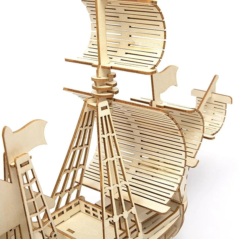3D Wooden Sailboat Puzzle Model