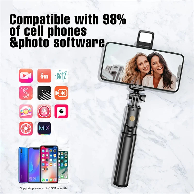 Wireless Selfie Stick Tripod with Light