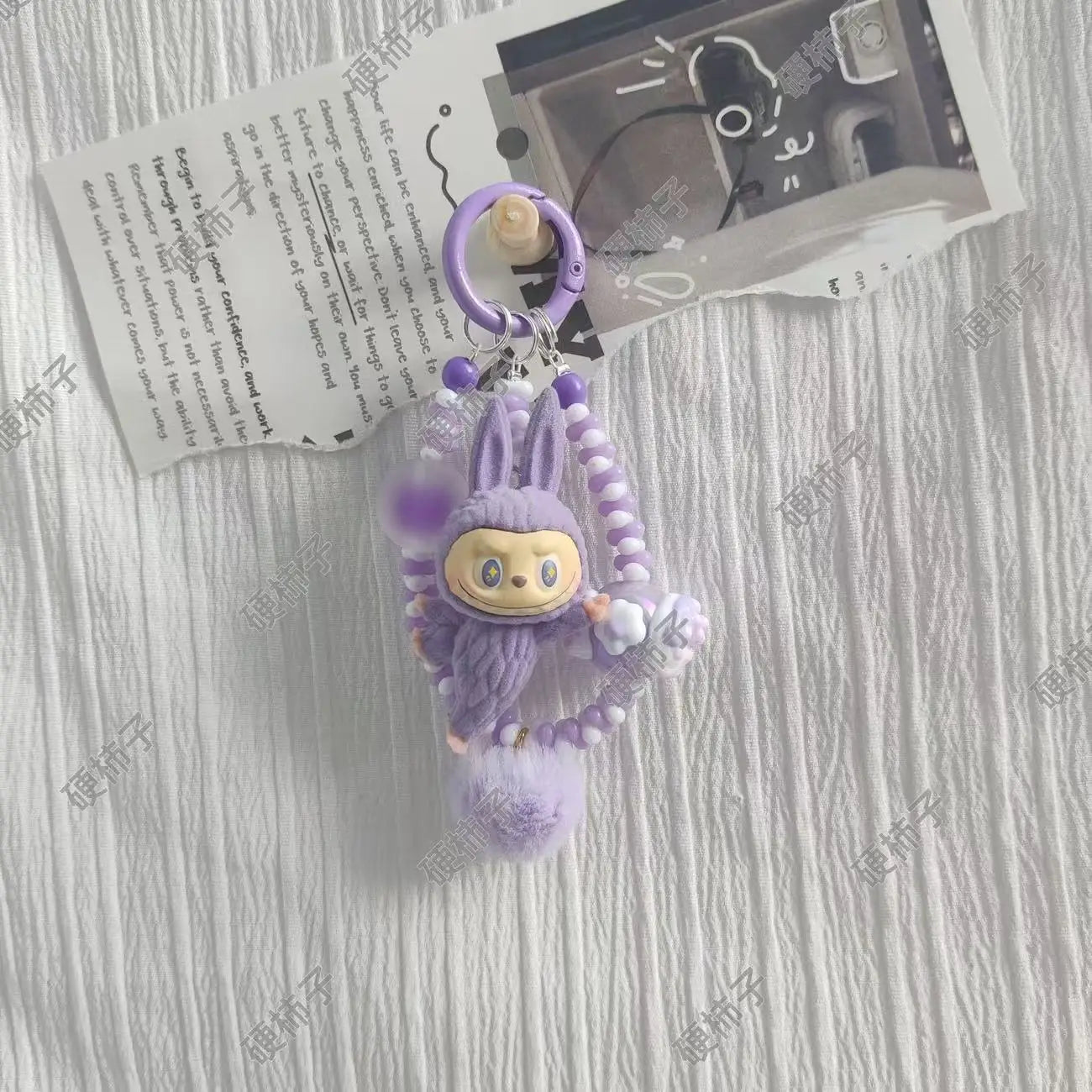 Labubu Yoga Mini Flocking Keychain Pendant