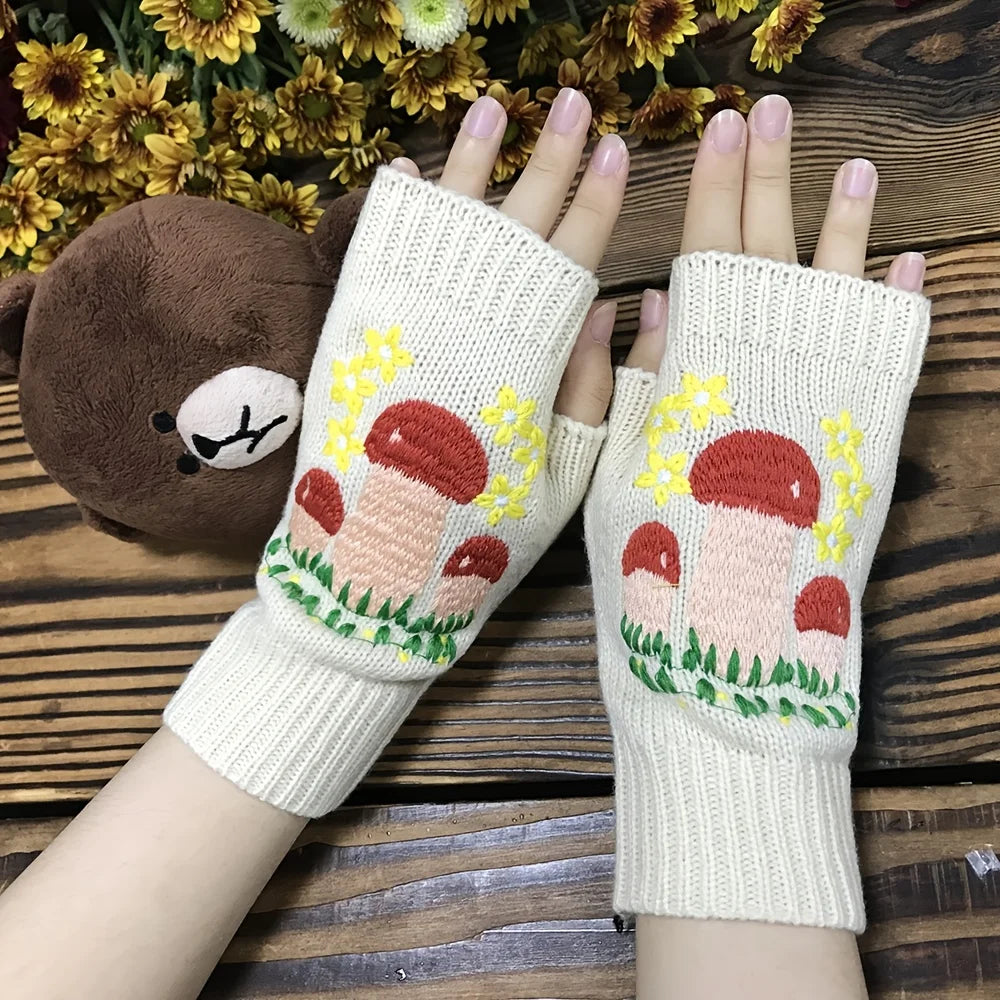 Women’s Knitted Mushroom Gloves