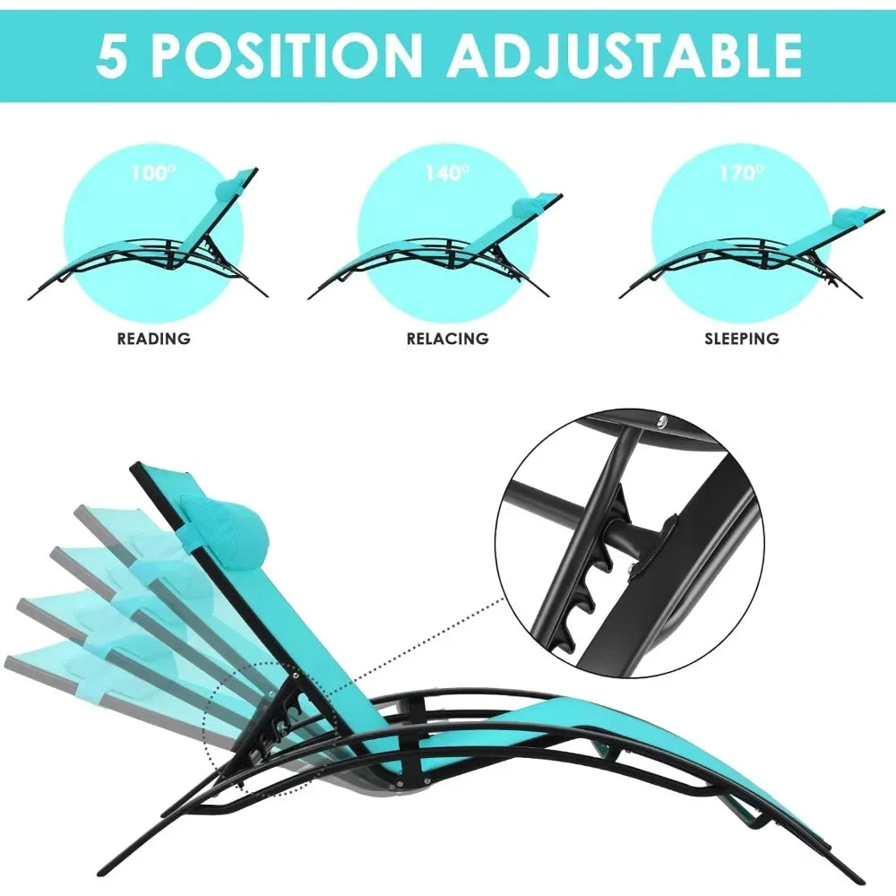 ZUIYU Adjustable Patio Chaise Lounge Set