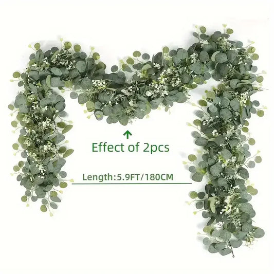 Faux Eucalyptus Garland with Flowers