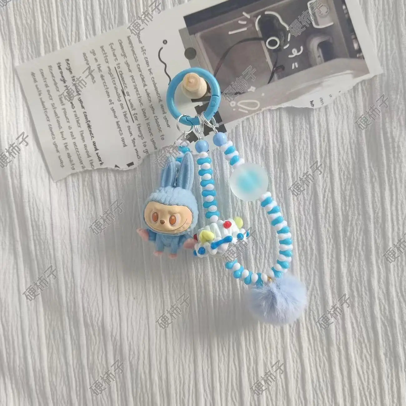 Labubu Yoga Mini Flocking Keychain Pendant