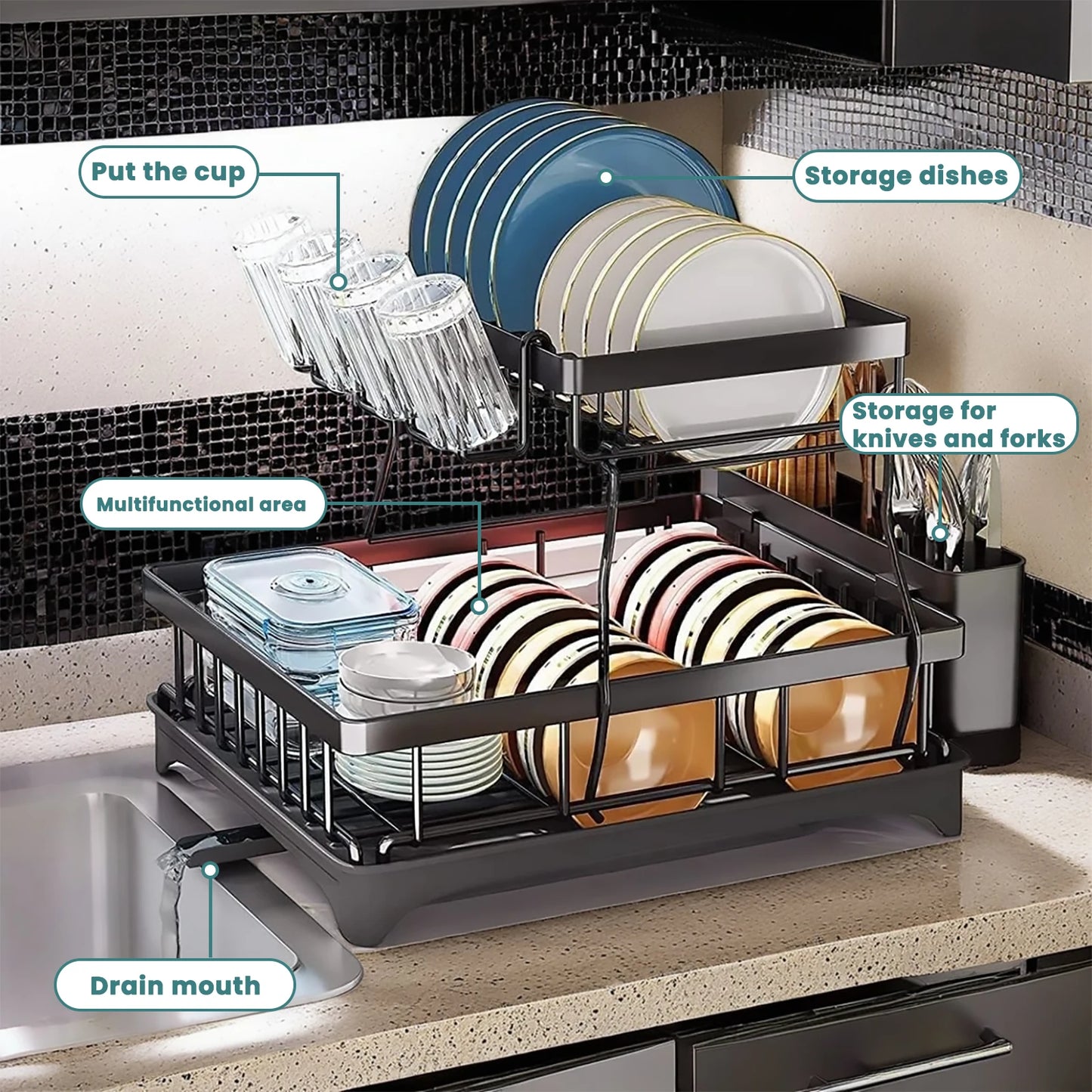 Large 2-Tier Dish Rack