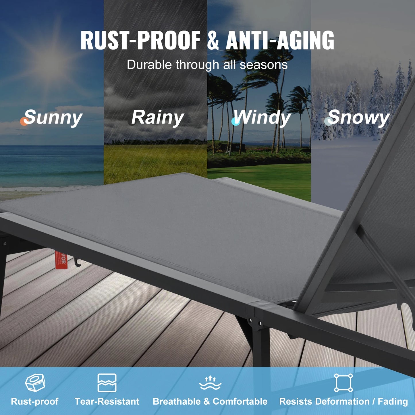 SucceBuy Outdoor Aluminum Chaise Lounge