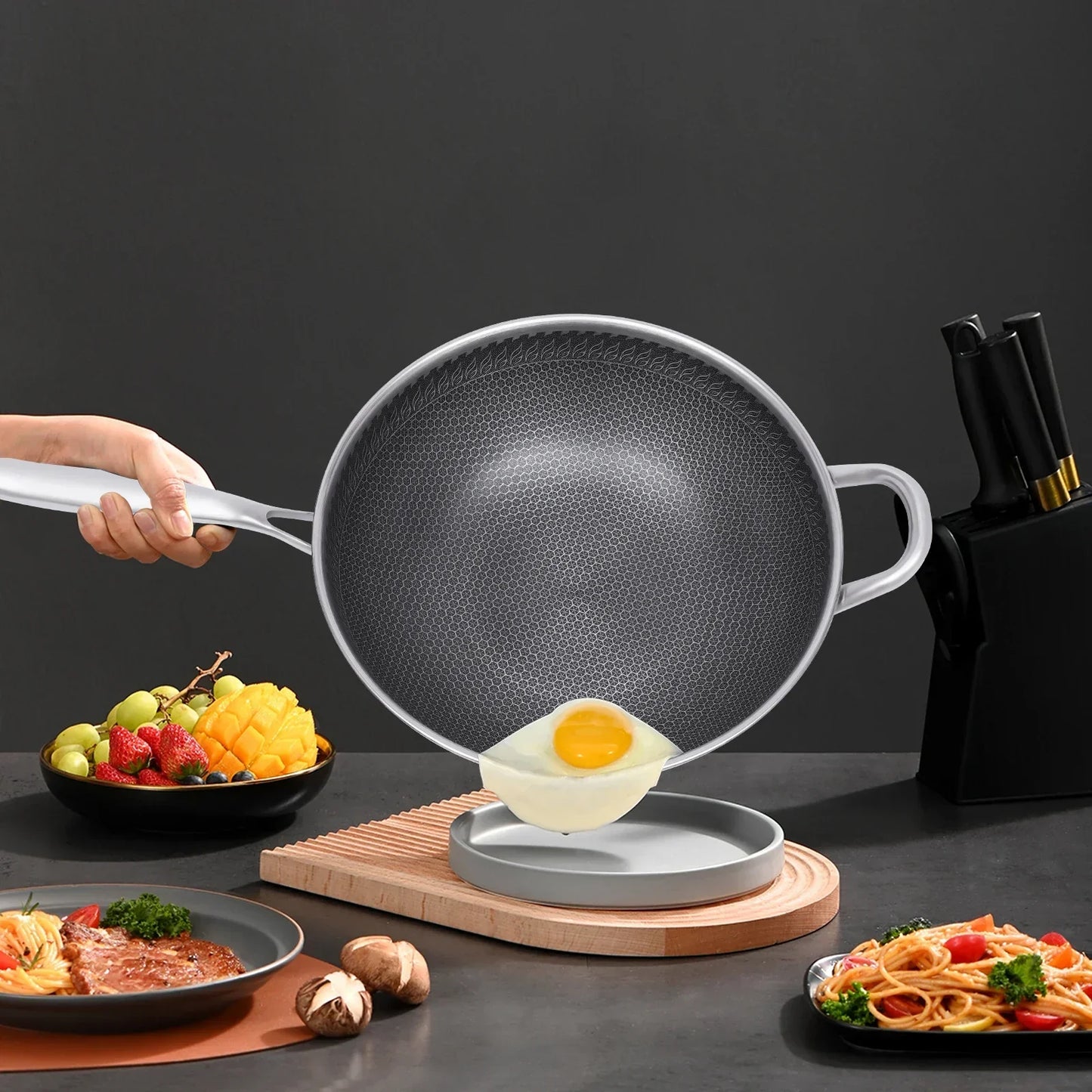 Non-Stick Honeycomb Wok Pan
