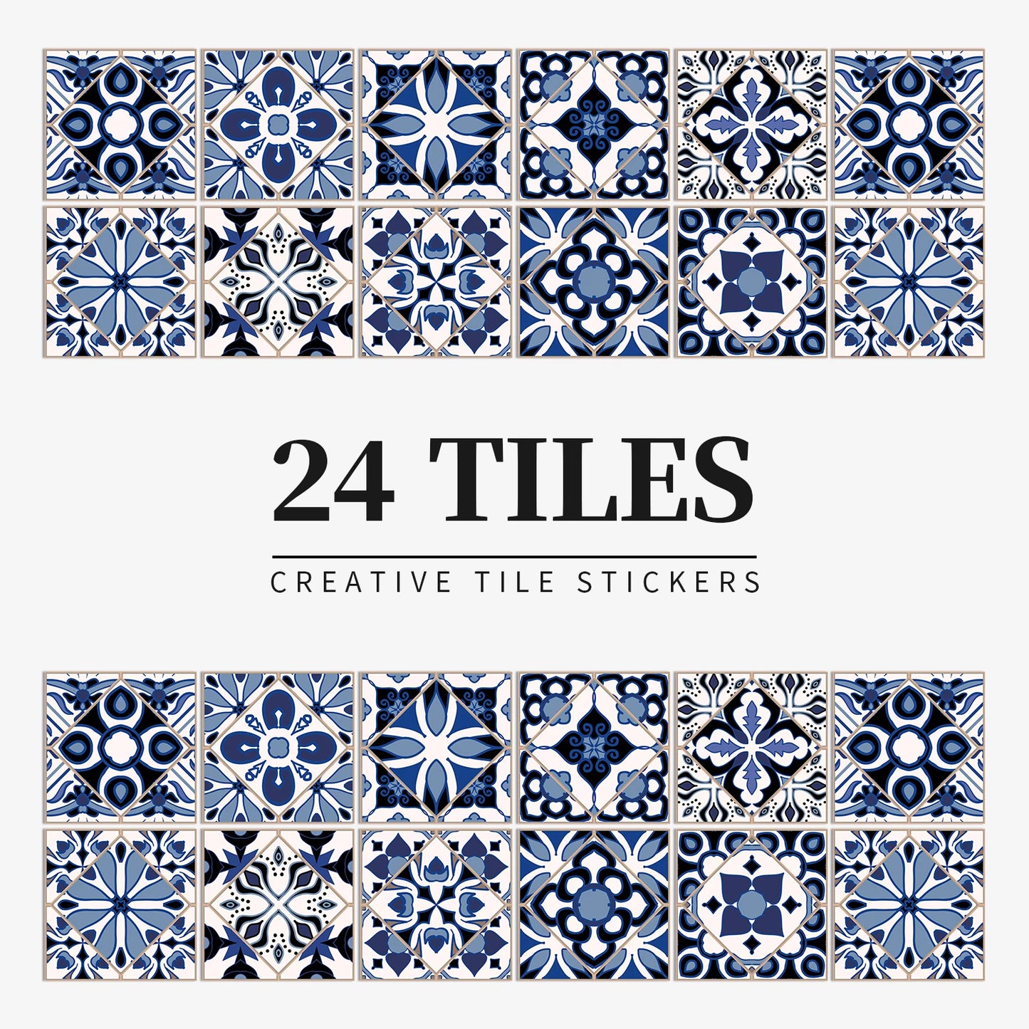 24pcs Mandala Retro Self-Adhesive Tile Stickers