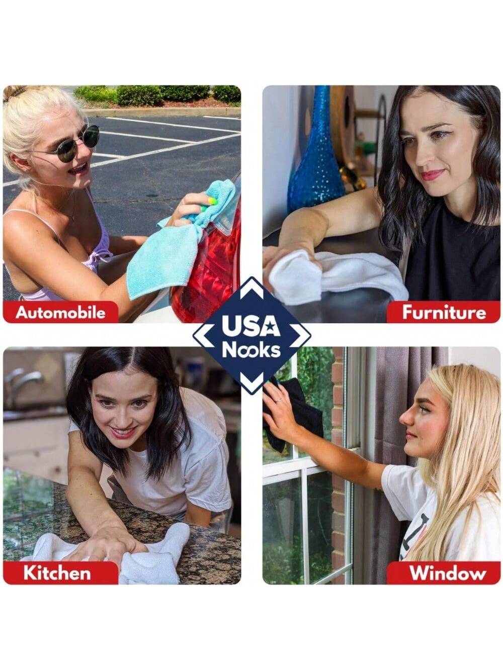 USANOOKS Grey Microfiber Cleaning Cloths