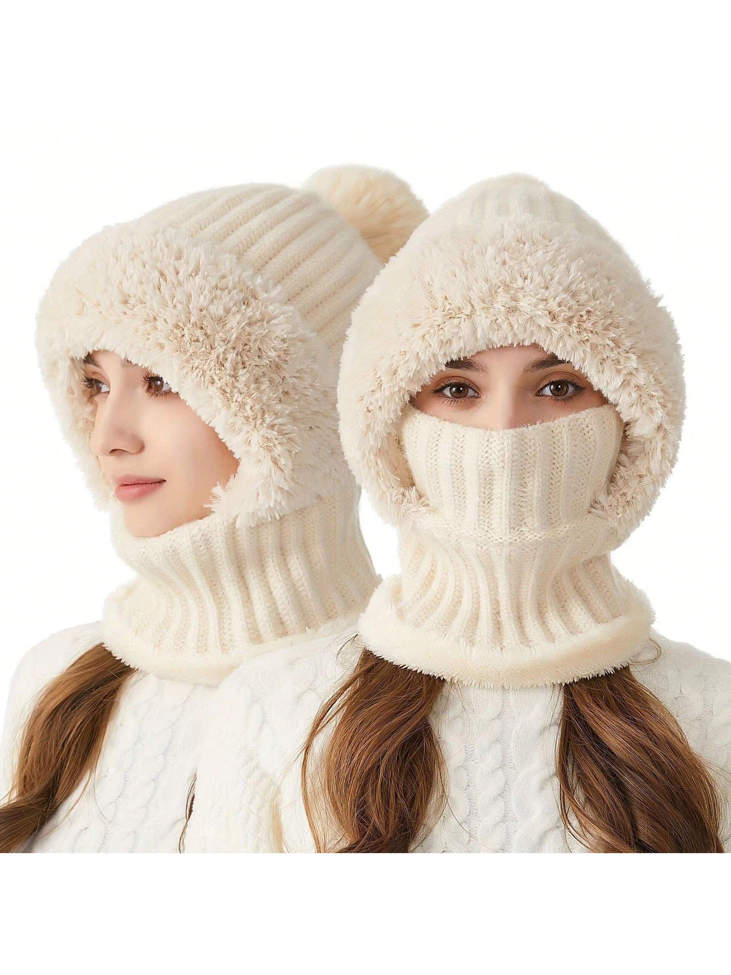 WarmthMax Thermal Lined Knit Hat - Milky White
